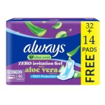 Always Aloe Vera Zero Irritation Feel Maxi Thick Large Sanitary Pads - 46 Pads