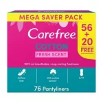 Carefree Cotton Mega Pack of 76 Pantyliners unscented Buy 1 get 1 Free