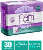 Fam Natural Cotton Feel Maxi Thick Folded With Wings Normal Sanitary 30 Pads