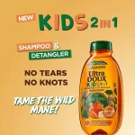 Garnier Ultra Doux Kids 2 in 1 Shampoo & Detangler Apricot & Cotton Flower - 400ml - Image 2