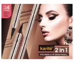Karite 2 in 1 Black Eyeliner with 4-Tip Brown Eyebrow Pen Pencil