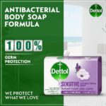 Dettol Sensitive Anti Bacterial Bathing Soap Bar For Effective Germ Protection & Personal Hygiene 4 x 165g - Image 2
