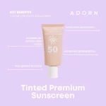 Adorn Premium Tinted Sunscreen SPF 50 PA+++ - 50g - Image 2
