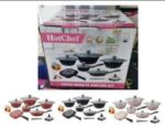 "Hot chef 23pcs cookware set (cassarole - 20cm/24cm/28cm) Sauce pan - 16cm / 32cm double frypan / 11pcs cooking pcs / 26cm frypan" - Image 2